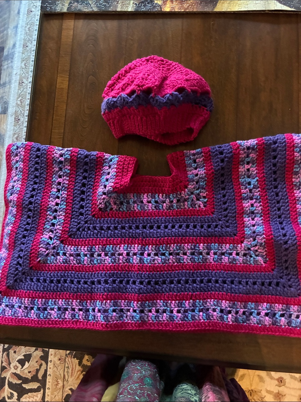 Child’s crochet poncho and beret